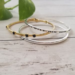 Mirabella Sterling Silver and 14 Karat Gold Plated Bangle Bracelet Set